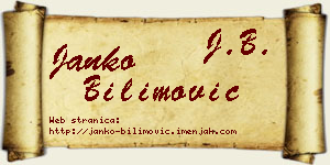 Janko Bilimović vizit kartica